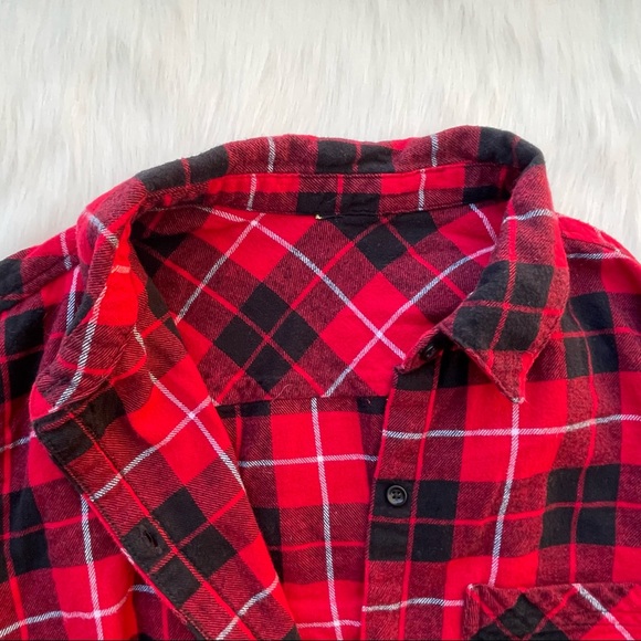 Forever 21 Let Your Heart Wonder Black Red Flannel - Picture 5 of 13